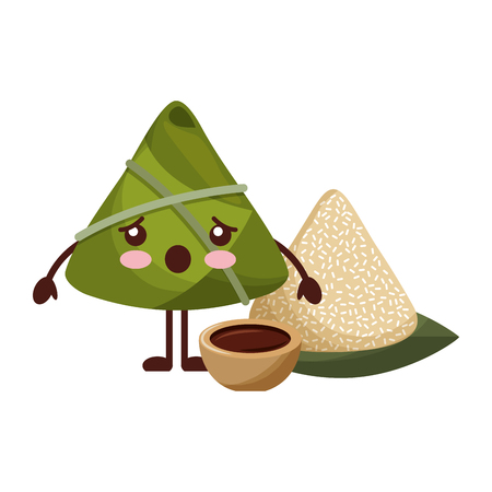 ソース漫画ベクトルイラストで可愛い幸せなお米餃子のイラスト素材 ベクタ Image