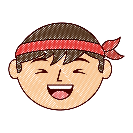 漫画の顔笑い中国人男性ベクトルイラストのイラスト素材 ベクタ Image