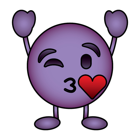 キス愛キャラクターベクトルイラストを吹く紫色の顔文字漫画の顔のイラスト素材 ベクタ Image キス愛キャラクターベクトルイラストを吹く紫色の顔文字漫画の顔のイラスト素材 ベクタ Image