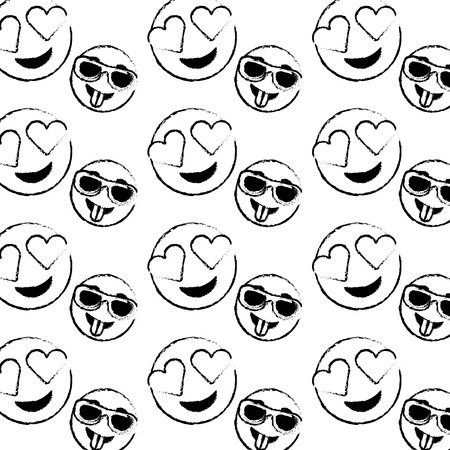 笑顔絵文字は幸せな舌に直面心の目パターンベクトルイラストのイラスト素材 ベクタ Image