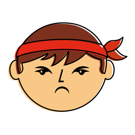 漫画顔怒っている中国人男性ベクトルイラスト描画デザインのイラスト素材 ベクタ Image