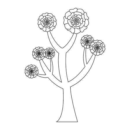 花のカーネーション装飾ベクトルイラストがラインカラーデザインを劣化させる美しい木のイラスト素材 ベクタ Image