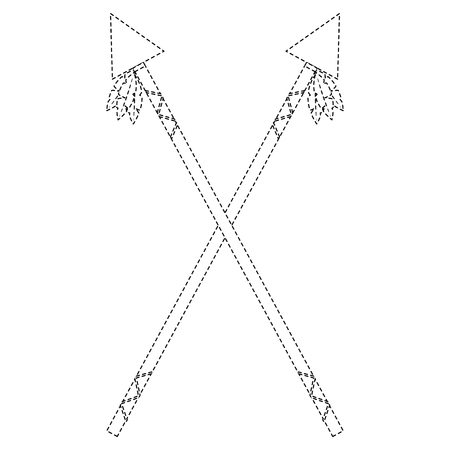 槍は武器を横断古代の伝統的なアイコン画像ベクトルイラストデザインのイラスト素材 ベクタ Image