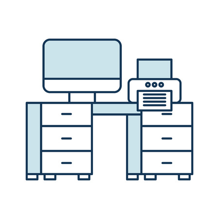 Office Desk With Computer And Printer Icon Royalty Free Cliparts Printer Icon Royalty Free Cliparts