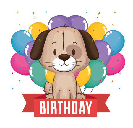 little cute dog birthday card vector illustration design Vector Illustration