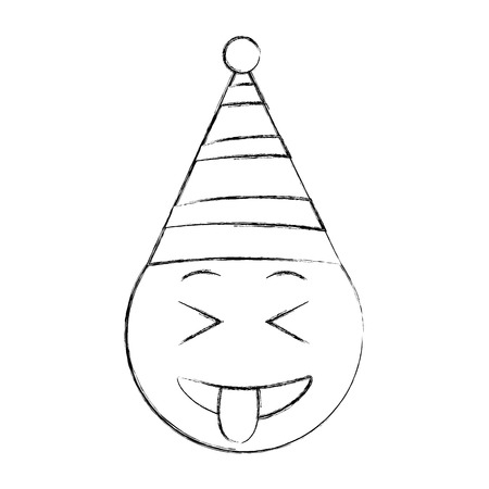 birthday smiley emoji party hat vector illustration hand drawing Vector Illustration
