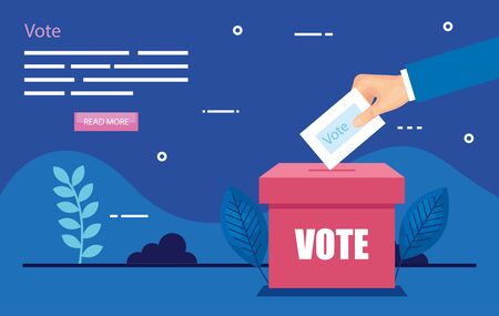 Poster of vote with hand and ballot box vector illustration design