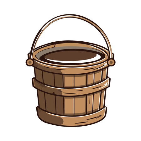 Cartoon Wood Bucket Stock Vector Illustration and Royalty Free Cartoon Wood  Bucket Clipart