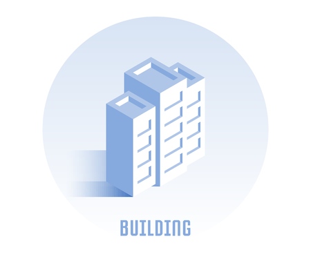 建物のアイコン 平面アイソメ 3d スタイルのベクトルイラスト のイラスト素材 ベクタ Image