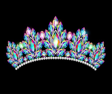 青い石のイラストのティアラ クラウンの女性の結婚式のイラスト素材 ベクタ Image