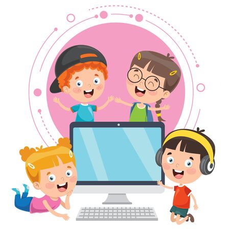 Kids Computer Stock Vector Illustration and Royalty Free Kids Computer Clipart