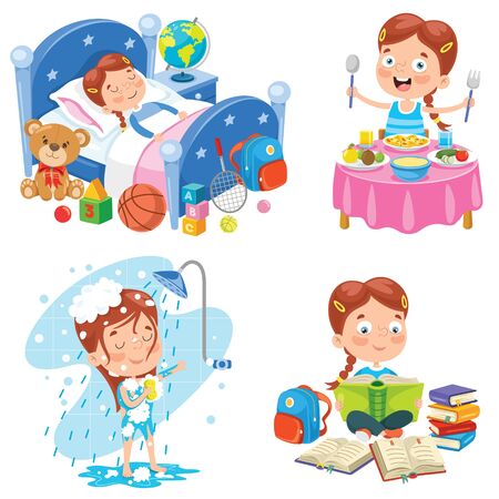 Little kid making daily routine activities
