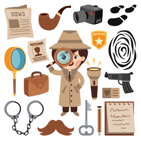 Insieme di vari elementi di detective