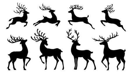 christmas reindeer silhouettes on the white background royalty free christmas reindeer silhouette