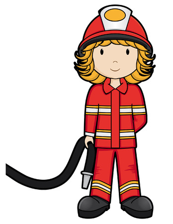 Girls on the job - fire girl - isolated