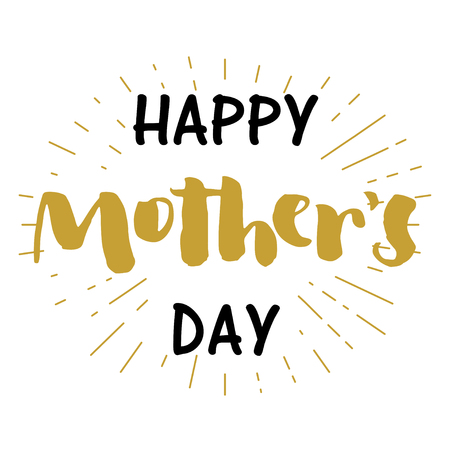 幸せな母の日の面白い文字カード 白い背景に分離黒とピンク文字 のイラスト素材 ベクタ Image