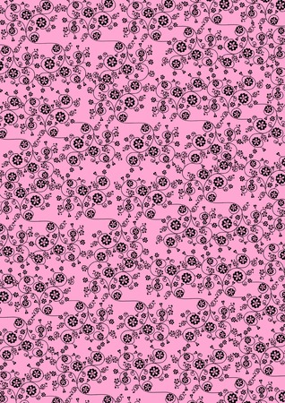 緑の背景にかわいい渦巻き黒花模様のイラスト の写真素材 画像素材 Image