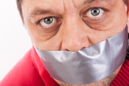 Man With Tape Gagged Mouth Stock Photo Man With Tape Gagged Mouth Stock Photo