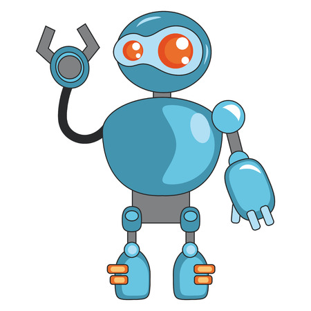 Ilustracion Con Azul Lindo Robot De Dibujos Animados Malvado