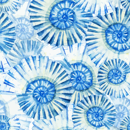 Beautiful watercolor vector pattern with corals shells and crabs Иллюстрация