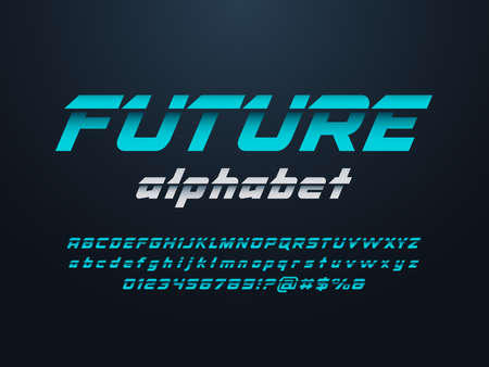 Speed style alphabet design with uppercase, lowercase, numbers and symbol