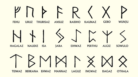 魔女のルーン文字 Wiccan 卜占のセットです 古代の神秘的なシンボル 白 ベクトルの図 のイラスト素材 ベクタ Image 魔女のルーン文字 Wiccan 卜占のセットです 古代の神秘的なシンボル 白 ベクトルの図 のイラスト素材 ベクタ Image