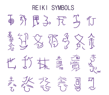 een set reiki symbolen geïsoleerd op wit. handgetekende elementen