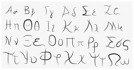hand drawn greek alphabet font set black isolated on white greek alphabet font