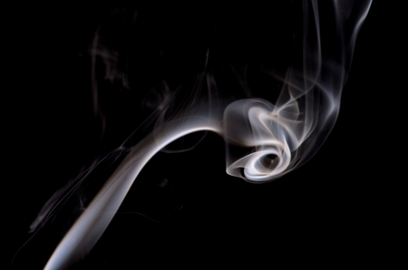 Fancy Abstract White Smoke Figure on Black background - 35364731