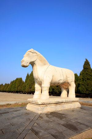 馬の石彫刻 馬の石彫刻 馬の石彫刻 Tomb Figurines of a Pair of Horses