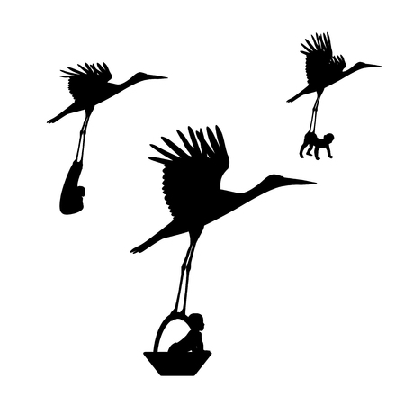 かごの中の赤ちゃんとコウノトリのベクトル イラスト 孤立した白い背景 のイラスト素材 ベクタ Image かごの中の赤ちゃんとコウノトリのベクトル イラスト 孤立した白い背景 のイラスト素材 ベクタ Image