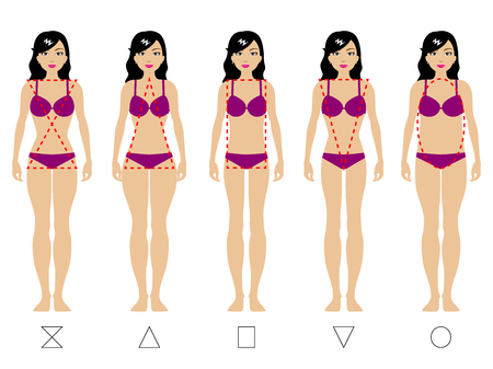 女性像の 5 種類のベクター イラストです 女性の体格 白い背景上に分離 女性の身体の変化 のイラスト素材 ベクタ Image 女性像の 5 種類のベクター イラストです 女性の体格 白い背景上に分離 女性の身体の変化 のイラスト素材 ベクタ Image