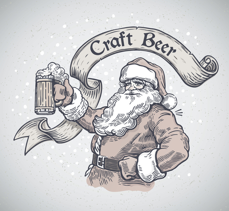 Cheerful Santa Claus with a mug.