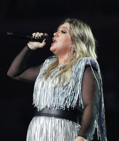 New York - August 27, 2018: Grammy Award Winning Superstar Kelly Clarkson Sings During 2018 Us Open Opening Night Act At National Tennis Center In New York