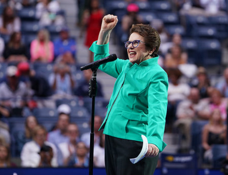 New York - August 26, 2019: 39-time Grand Slam Champion Billie Jean King During 2019 Us Open Opening Night Ceremony At Usta National Tennis Center In New York