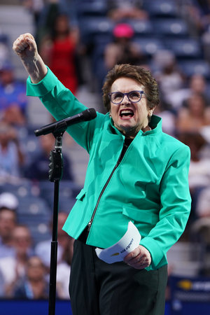 New York - August 26, 2019: 39-time Grand Slam Champion Billie Jean King During 2019 Us Open Opening Night Ceremony At Usta National Tennis Center In New York