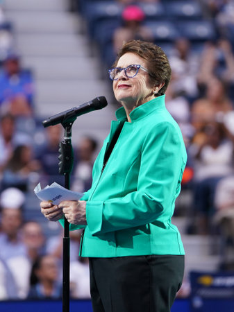 New York - August 26, 2019: 39-time Grand Slam Champion Billie Jean King During 2019 Us Open Opening Night Ceremony At Usta National Tennis Center In New York