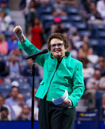 New York - August 26, 2019: 39-time Grand Slam Champion Billie Jean King During 2019 Us Open Opening Night Ceremony At Usta National Tennis Center In New York