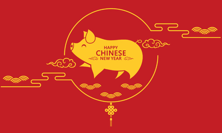Chinese new year 2019. year of the pig. Vector Illustration