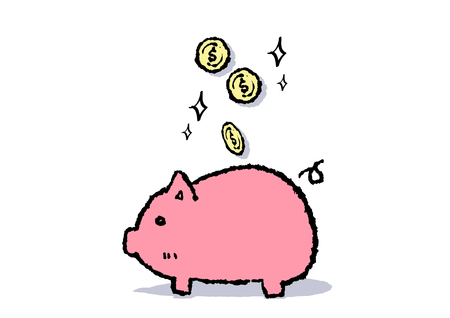 pig saving money drawing cartoon vector royalty free cliparts