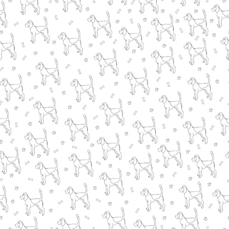 かわいい漫画の犬の素晴らしいグリーティング カード 犬種ビーグル 壁紙 パターンの塗りつぶし グリーティング カード Web ページの背景 紙 繊維や布の折り返しに使用できます イラスト のイラスト素材 ベクタ Image