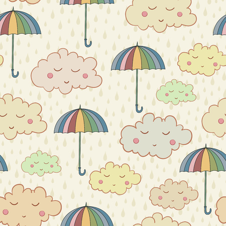 かわいい睡眠雲の傘と雨の天気とシームレスなパターン 壁紙 パターンの塗りつぶし グリーティングカード ウェブページの背景 ラッピング紙やファブリックに使用することができます のイラスト素材 ベクタ Image かわいい睡眠雲の傘と雨の天気とシームレスなパターン 壁紙 パターンの塗りつぶし グリーティングカード ウェブページの背景 ラッピング紙やファブリックに使用することができます のイラスト素材 ベクタ Image