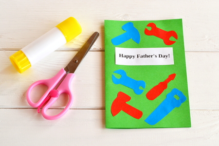 Greeting Card With Paper Tools Scissors Glue Kids Greeting Card With Paper Tools Scissors Glue Kids