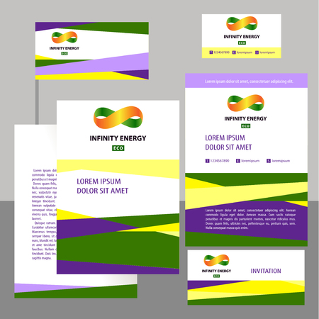 コーポレート アイデンティティ バナー ポスター 無限効率緑エコ ベクトルを持つカード エネルギーの象徴のカラー イラストやデザイン テンプレートの イラスト素材 ベクタ Image
