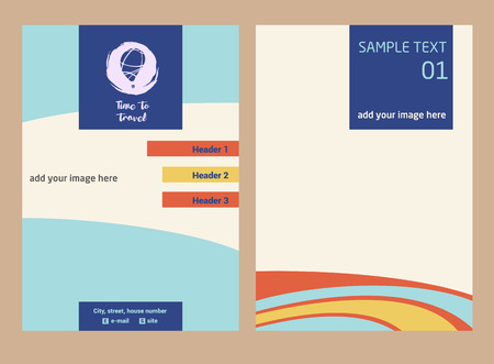 色の風船でフリーハンド描画ベクトル イラスト コーポレート アイデンティティ バナー ポスター フライヤーを旅行 代理店ビジネスの要素設計 夏の冒険と旅行 のイラスト素材 ベクタ Image