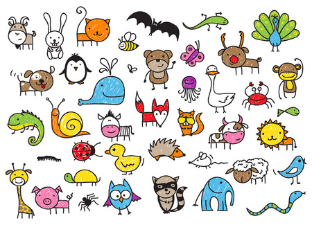 animals doodle Иллюстрация