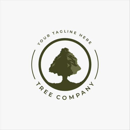 Oak tree logo vintage vector illustration template icon design. nature of environment wood and leaf emblem retro with typography style Фото со стока